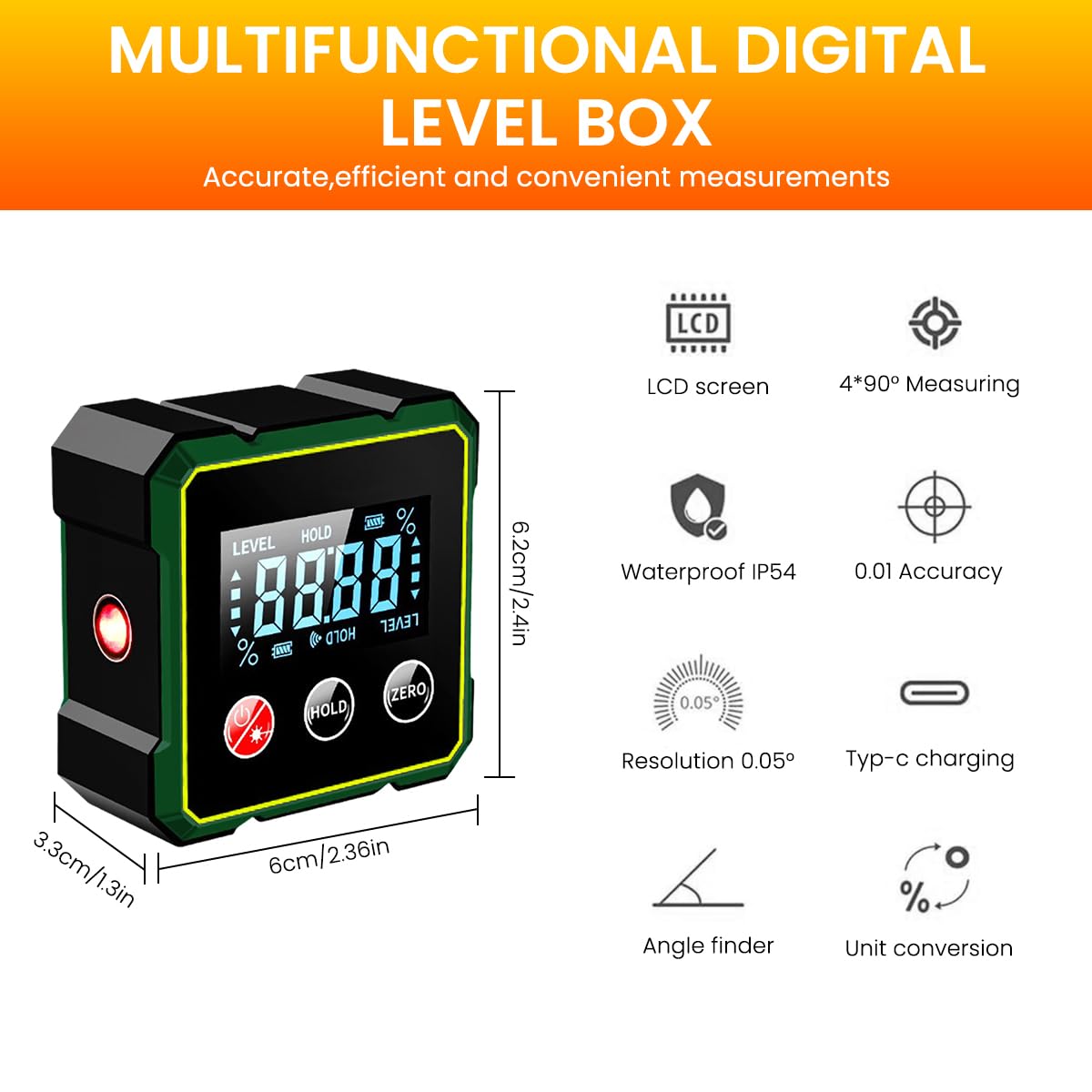 MAGNETIC DIGITAL ANGLE FINDER & LEVEL GAUGE