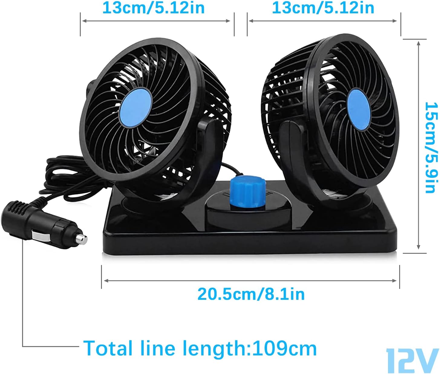 Double Headed Car Fan
