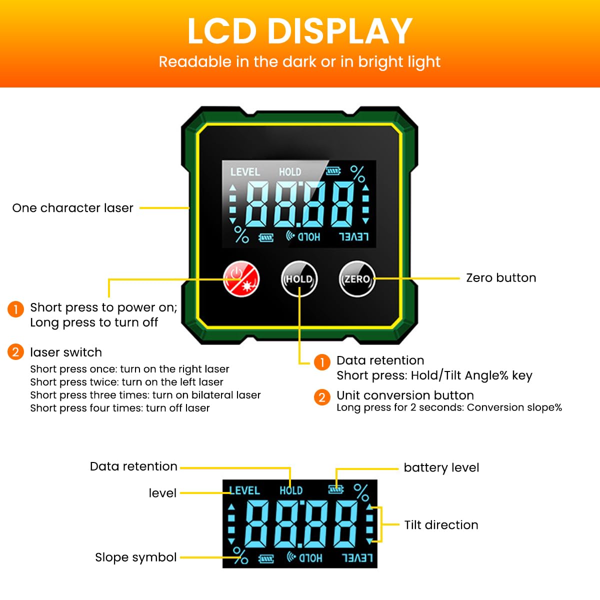 MAGNETIC DIGITAL ANGLE FINDER & LEVEL GAUGE