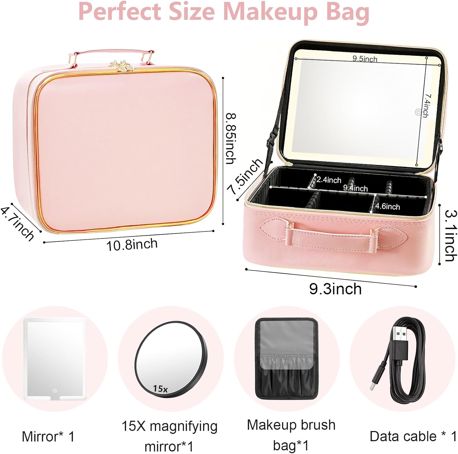 LED Makeup Bag with Mirror