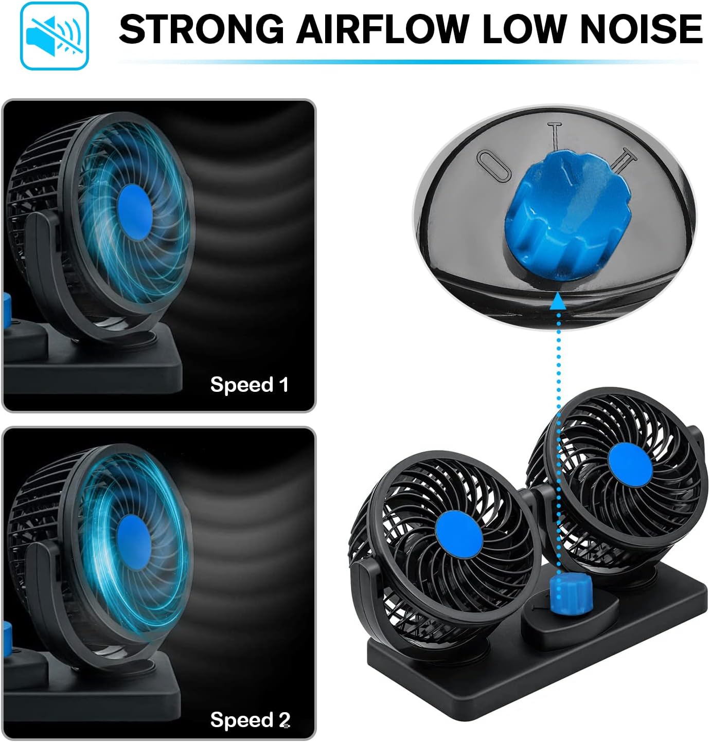 Double Headed Car Fan
