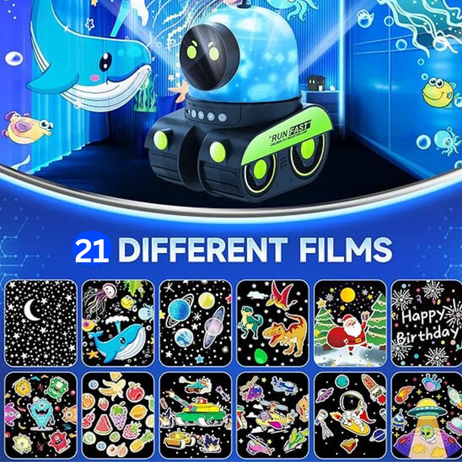 ROBOT PROJECTOR WITH 21 FILMS & BLUETOOTH